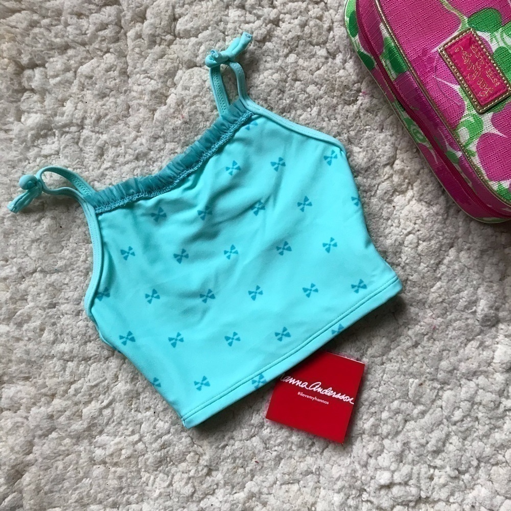 H. Andersson:Blue Girls Crop Tankini Bow Top Sz 80